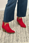 Ari Faux Suede Ankle Boots : Red