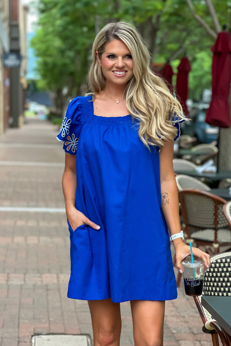 Romona Embroidered Mini Dress : Blue