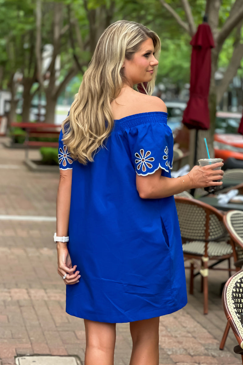 Romona Embroidered Mini Dress : Blue