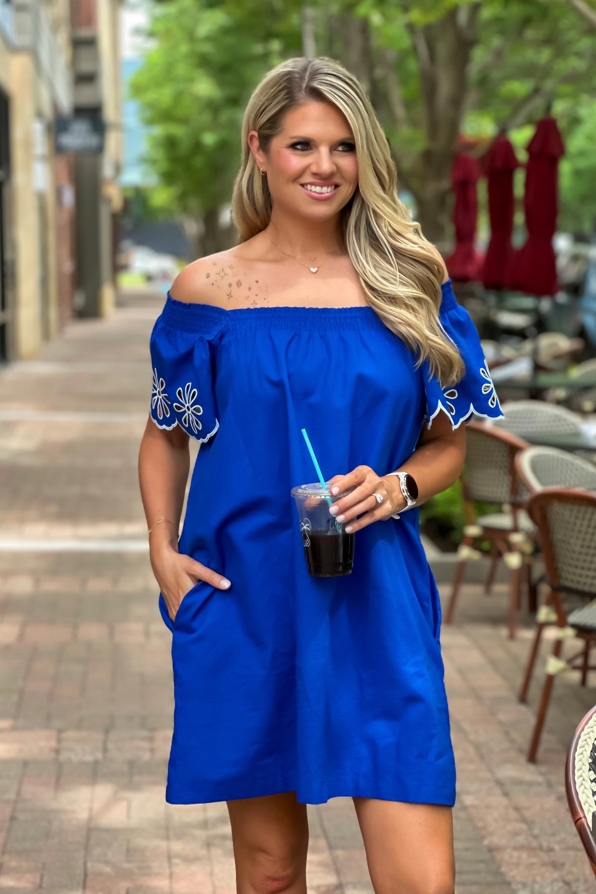 Romona Embroidered Mini Dress : Blue