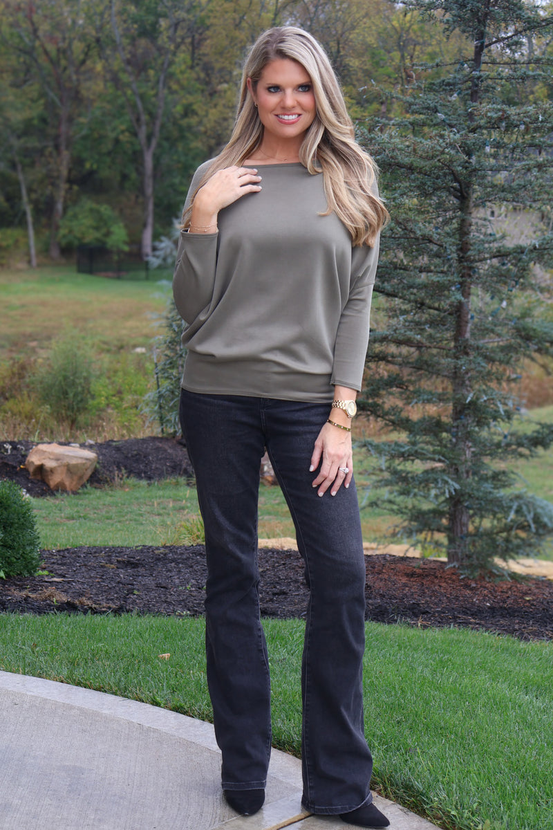 Coretta Boatneck Top : Olive