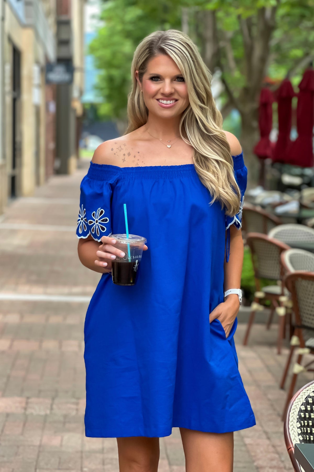 Romona Embroidered Mini Dress : Blue
