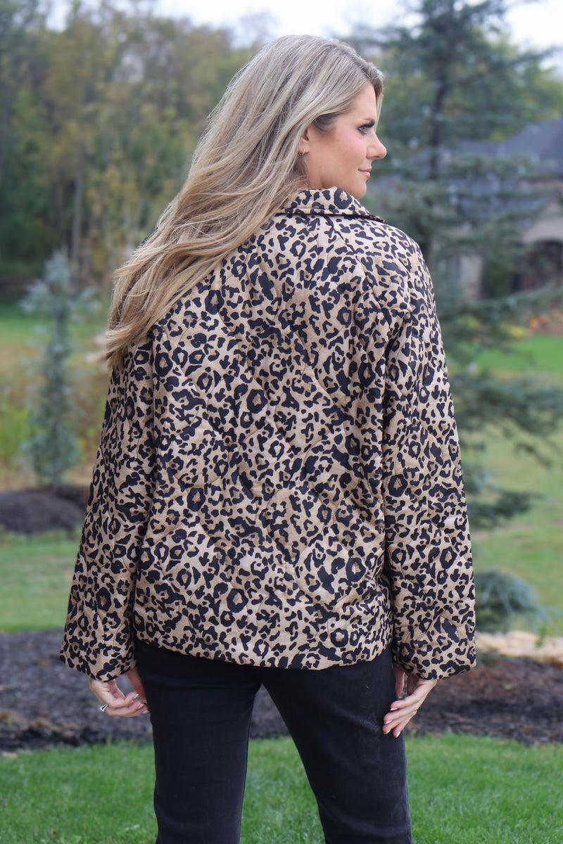 Jamila Quilted Leopard Jacket : Taupe/Black