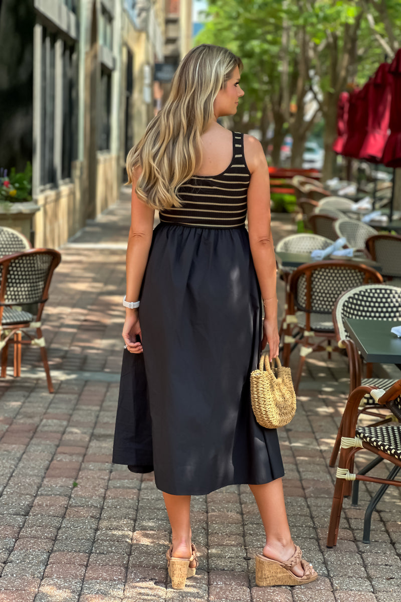 Ryann Knit Top Maxi Dress : Black/Taupe