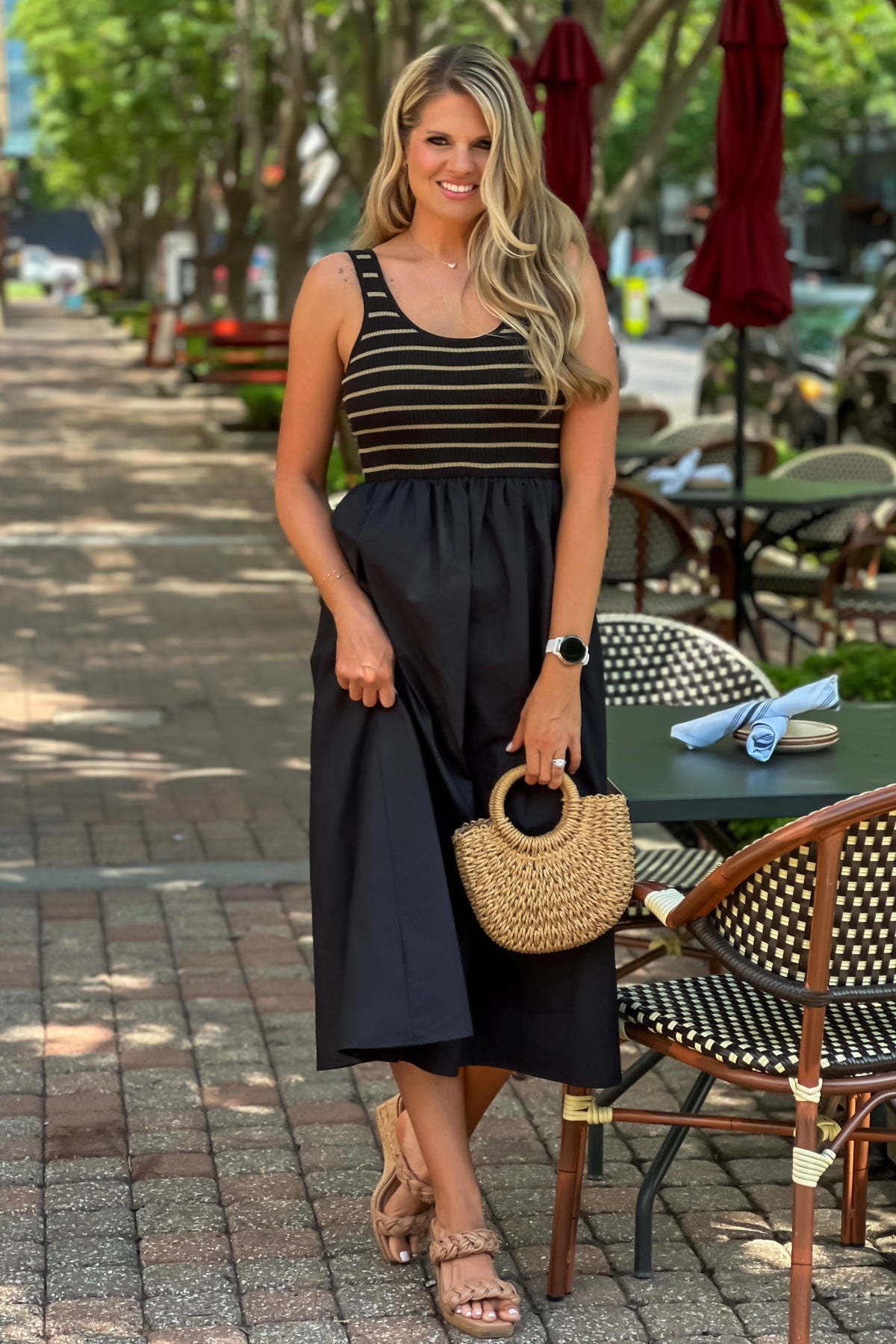 Ryann Knit Top Maxi Dress : Black/Taupe