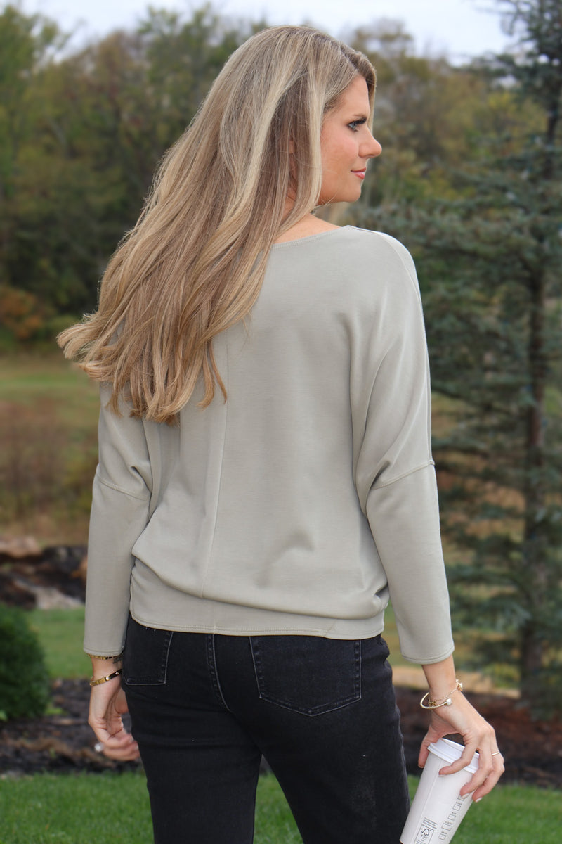Coretta Boatneck Top : Moss