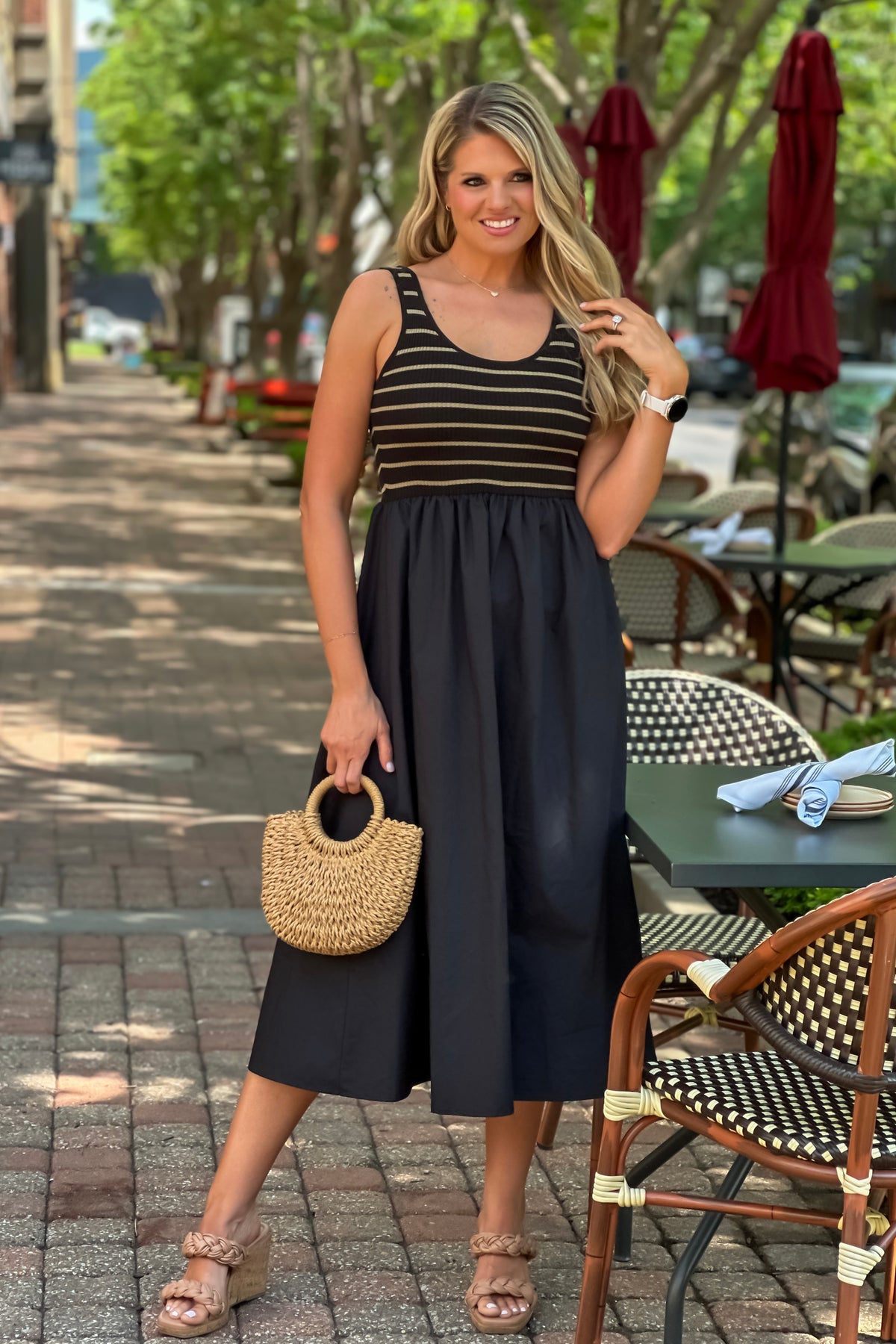 Ryann Knit Top Maxi Dress : Black/Taupe