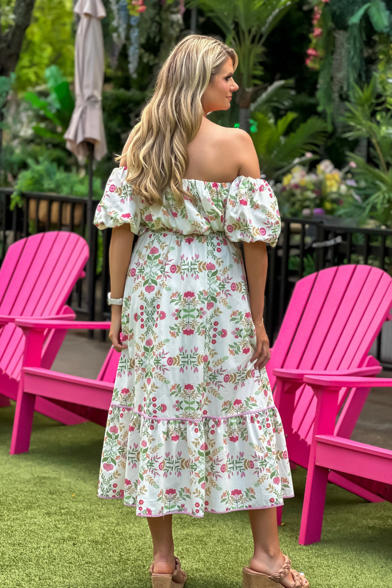 Pyper Floral Print Midi Skirt Set : Pink