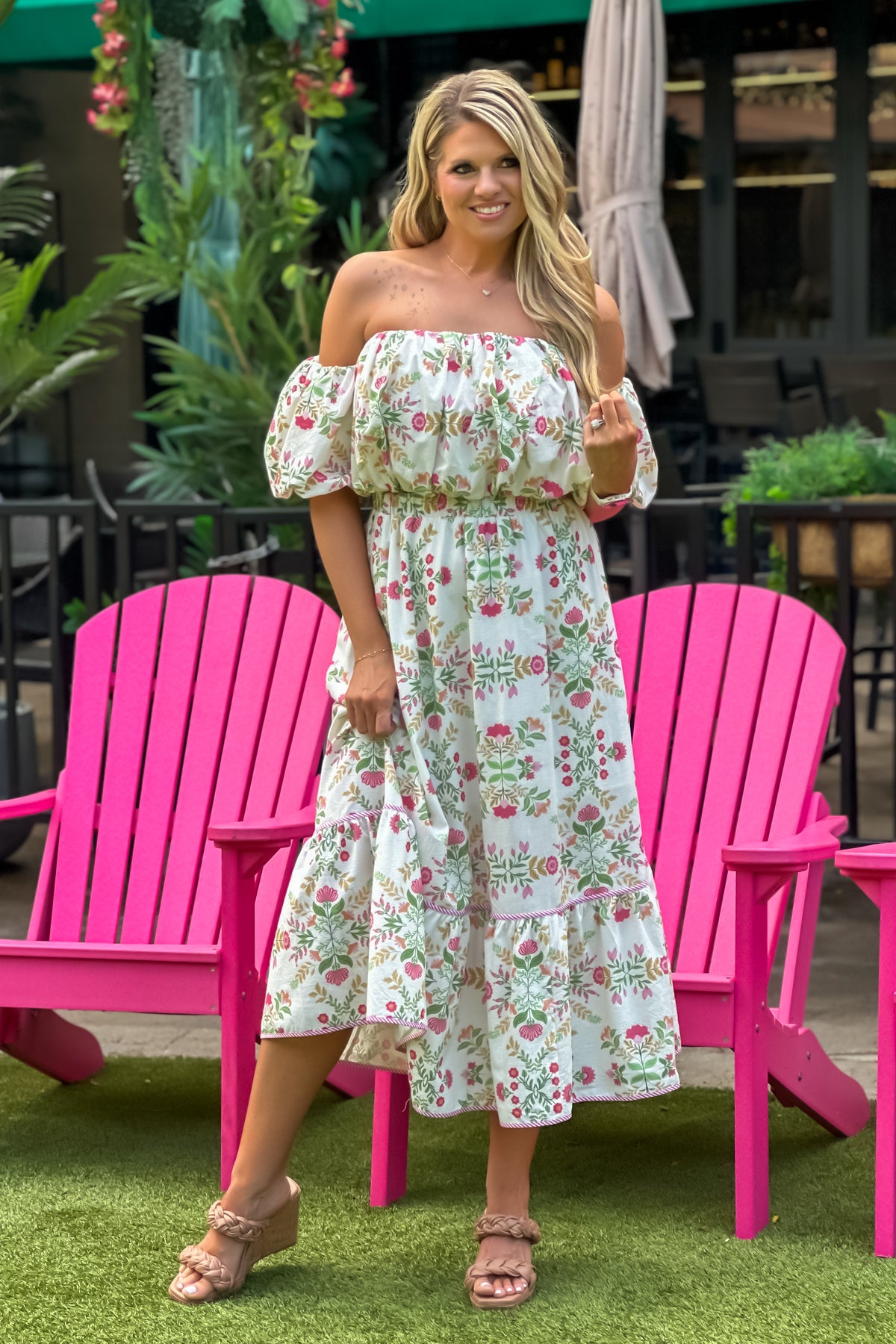 Pyper Floral Print Midi Skirt Set : Pink