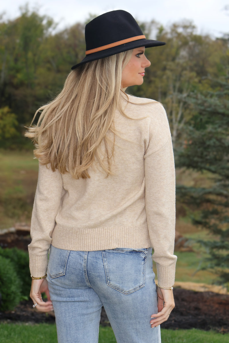 Charlie B Akia Long Sleeve Crew Neck Sweater : Beige