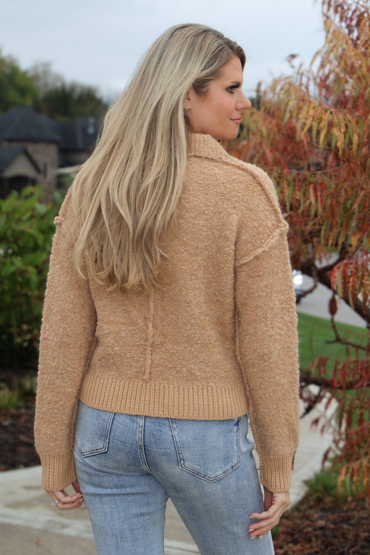 Kaelie Zip Up Sweater Jacket : Latte