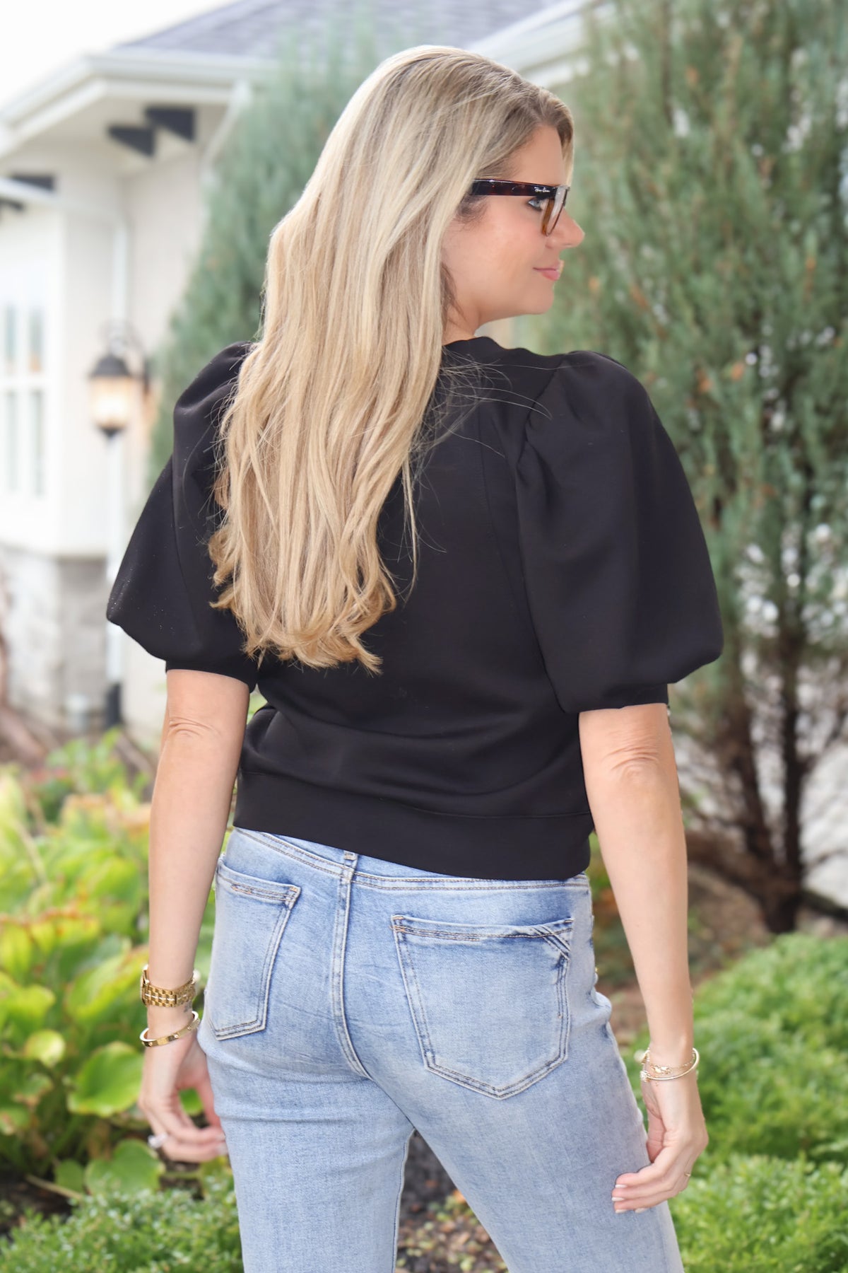 Chantria Puff Sleeve Soft Top : Black