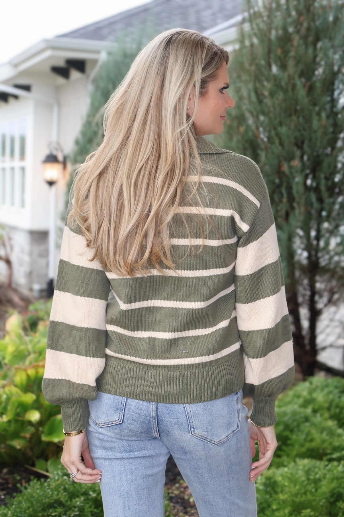 Perla Striped Sweater : Olive