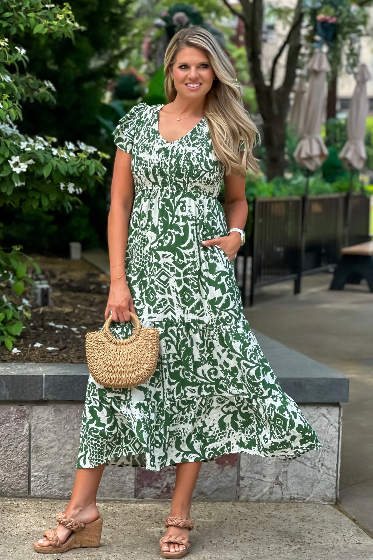 Pia Abstract Print Maxi Dress : Green