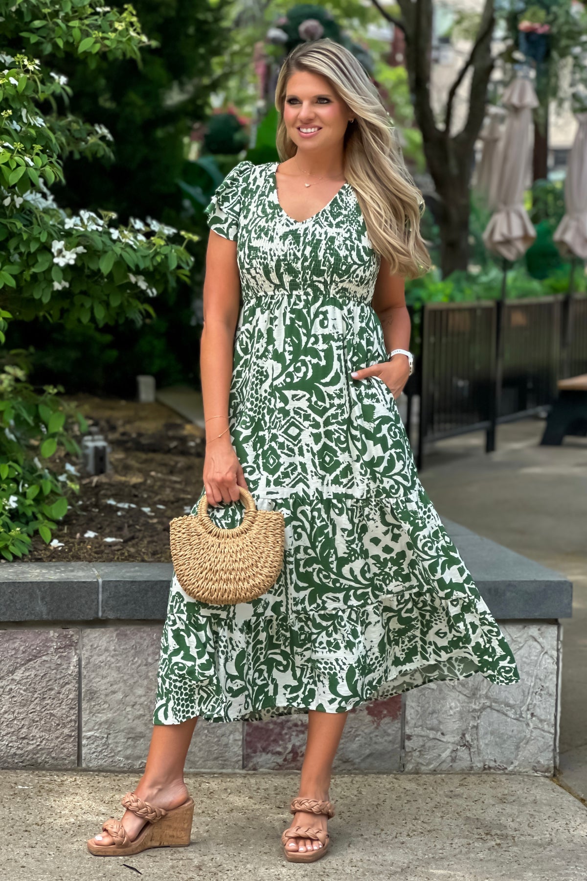 Pia Abstract Print Maxi Dress : Green