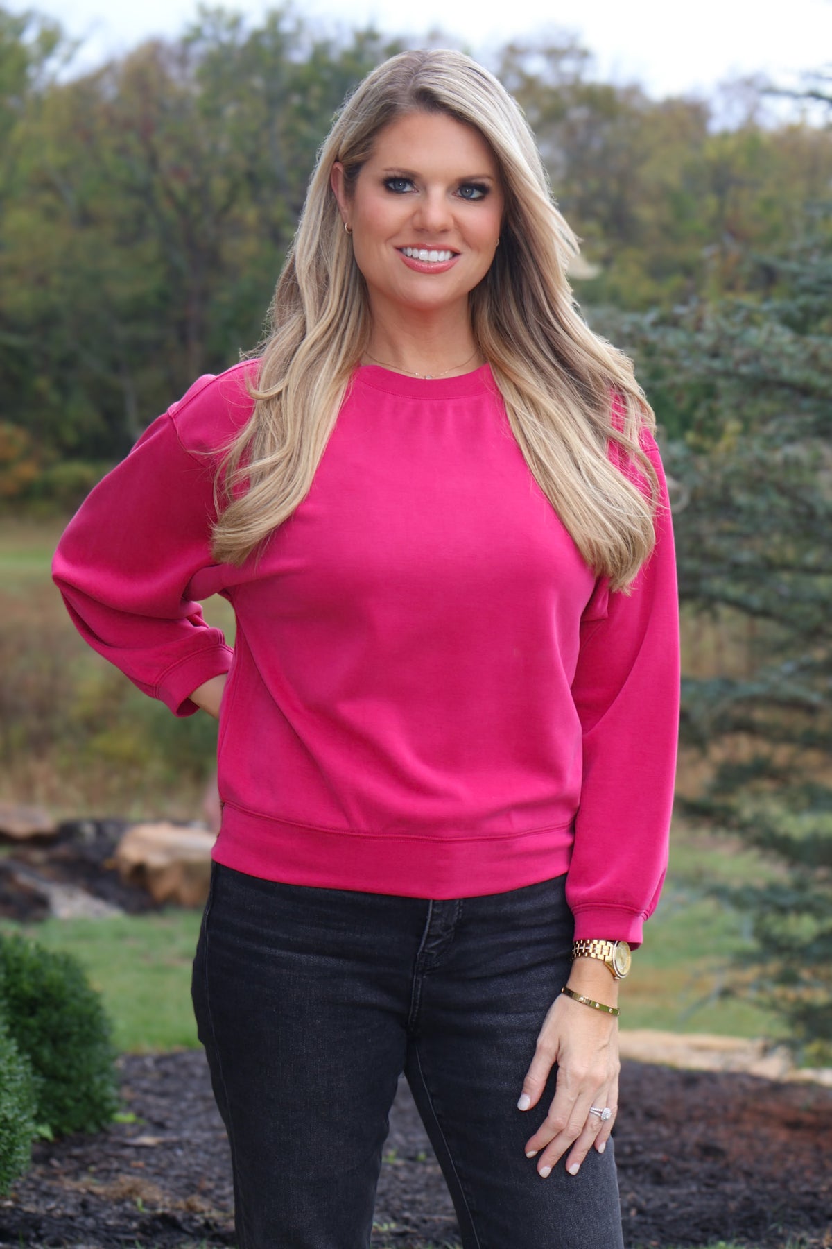 Amiah Super Soft Pullover : Fuchsia