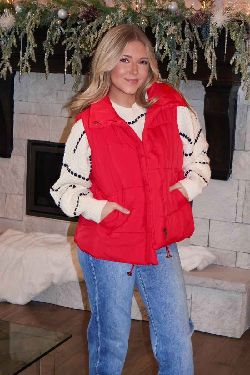 Gianina Puffer Vest : Red