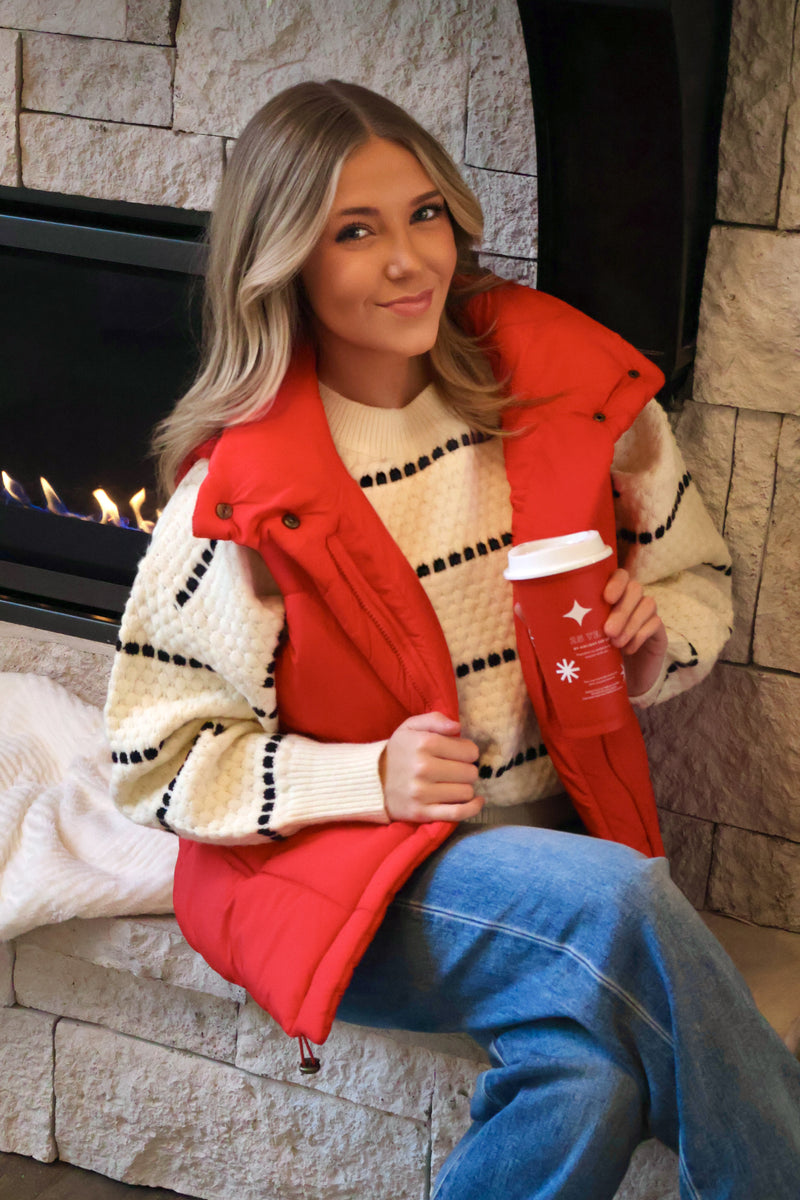 Gianina Puffer Vest : Red