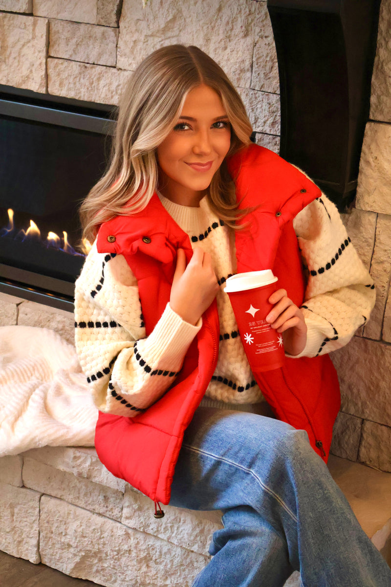 Gianina Puffer Vest : Red