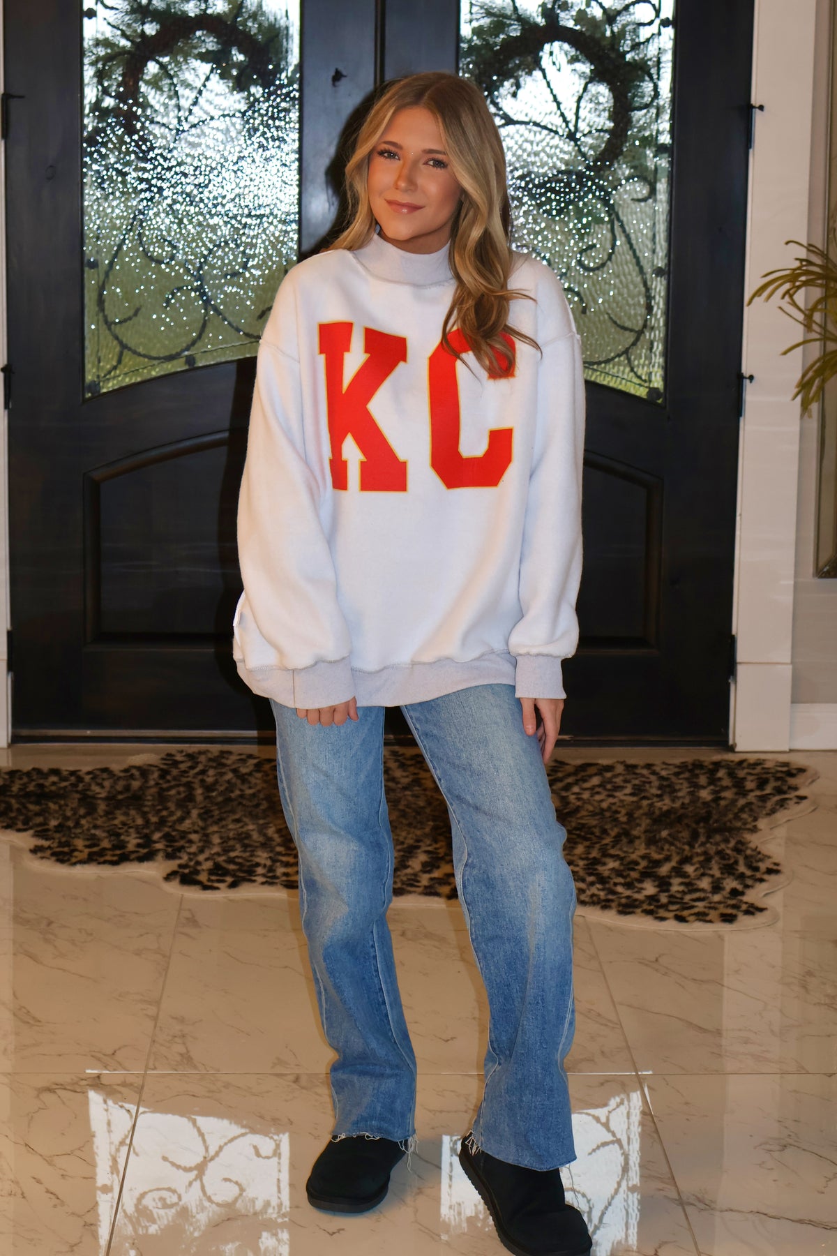 Kansas City Reverse to KC Mock Neck Fleece Pullover : Grey