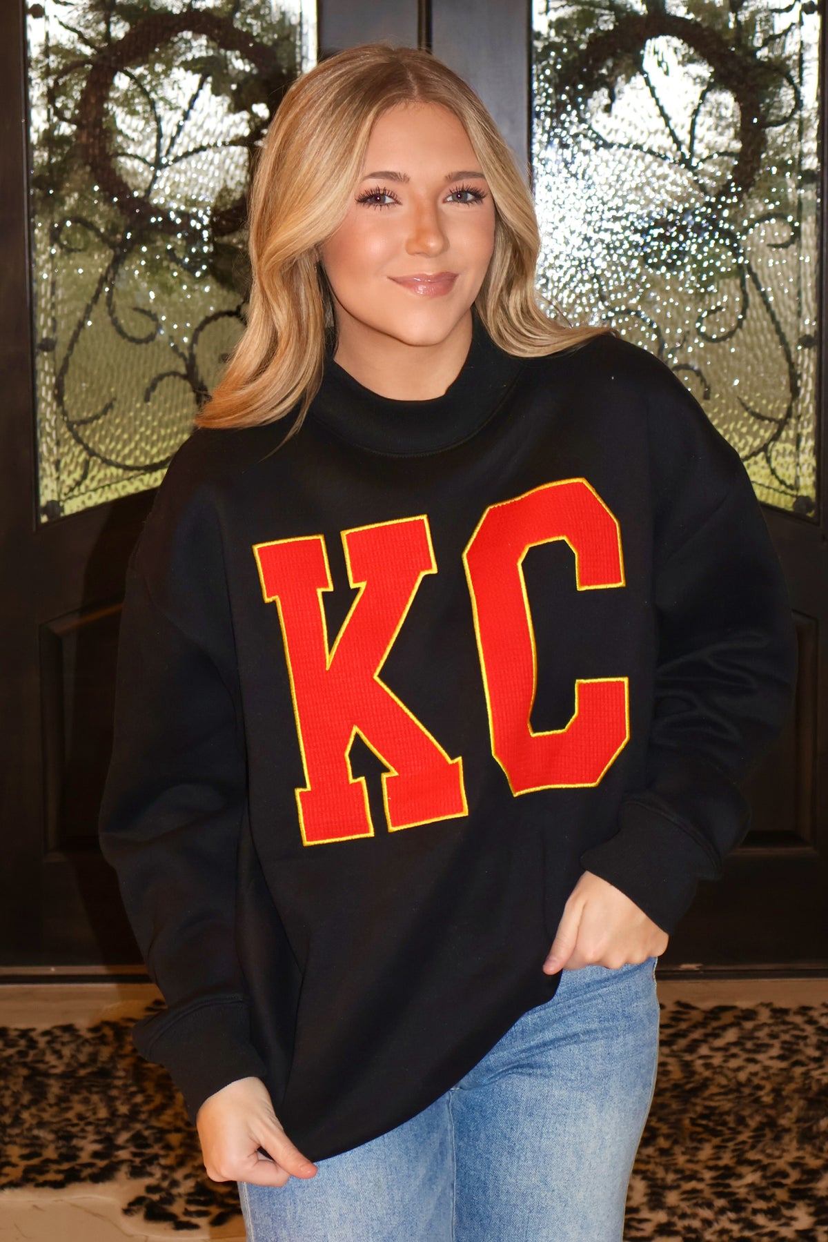 KC Fleece Mock Neck Pullover : Black