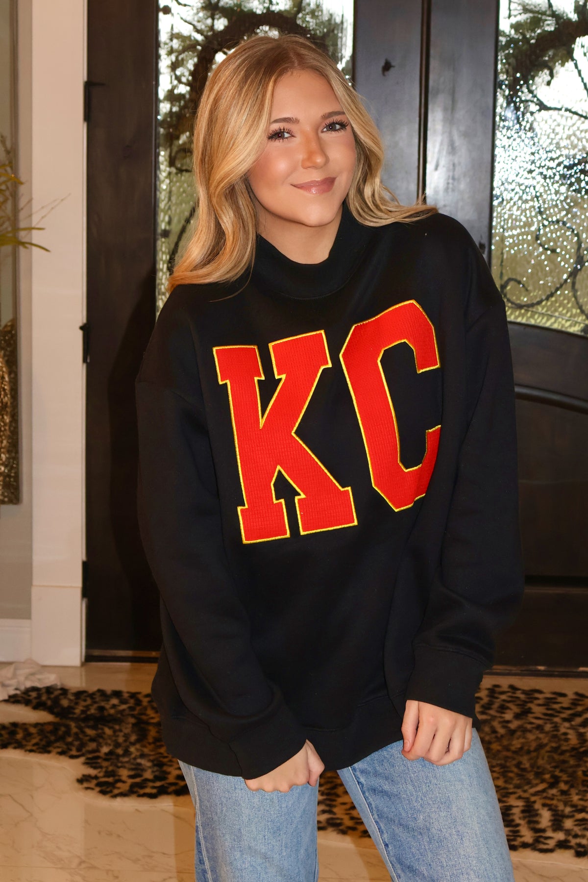 KC Fleece Mock Neck Pullover : Black