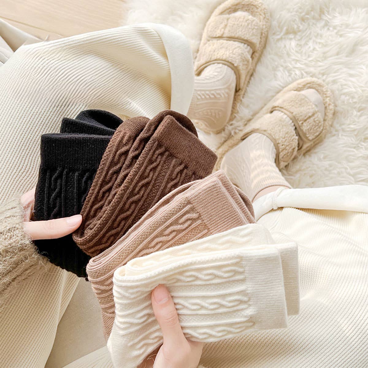 Cashmere Feel Socks : One size : 4 colors