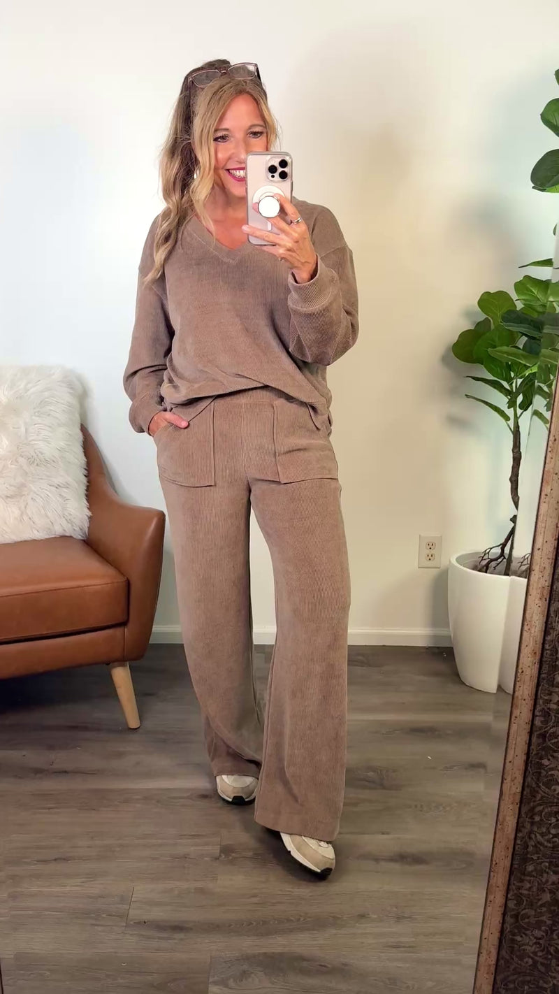 Vivianna Soft 2 Piece Corduroy set : Khaki