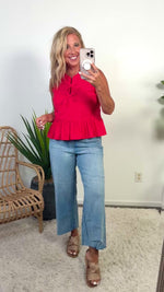 Shay Bow Detail Sleeveless Top : Red
