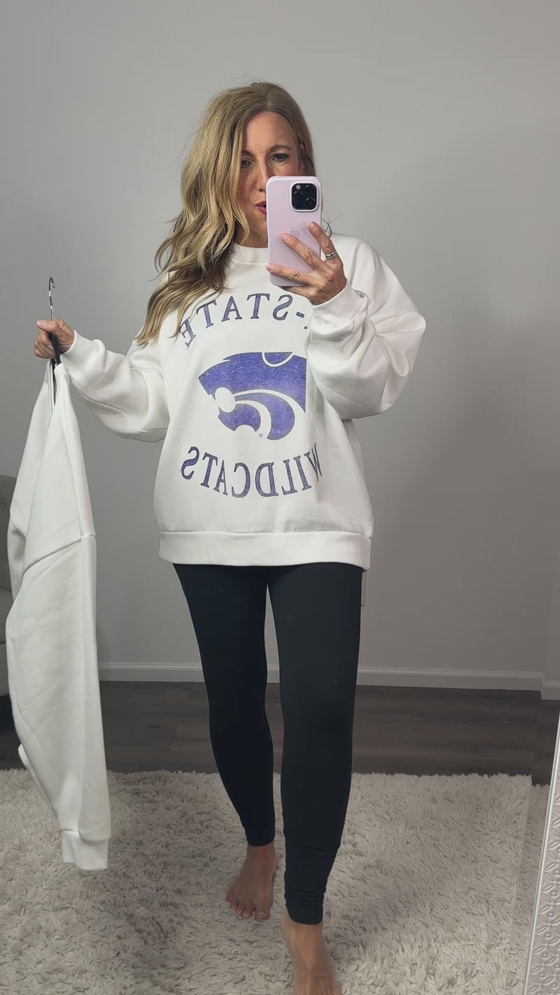 K-State Wildcats Play On Oversized Fleece : White/Purple