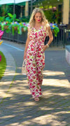 *Day Trip Printed Linen Jumpsuit : Ivory Multi