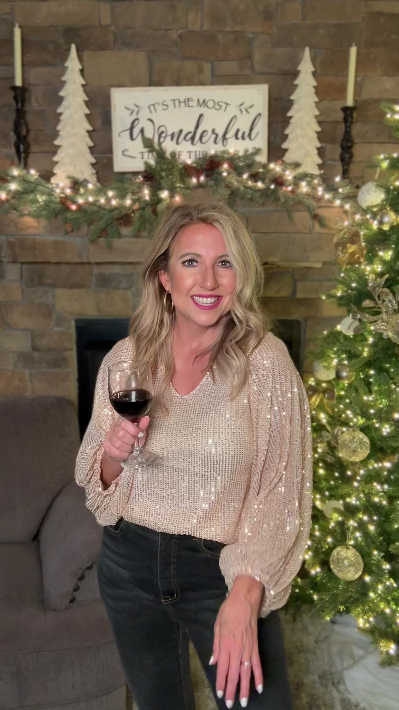 Gwyneth V Neck Sequin Blouse : Gold