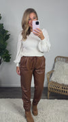 Together Again Pleated Sleeve Ribbed Sweater : Off White