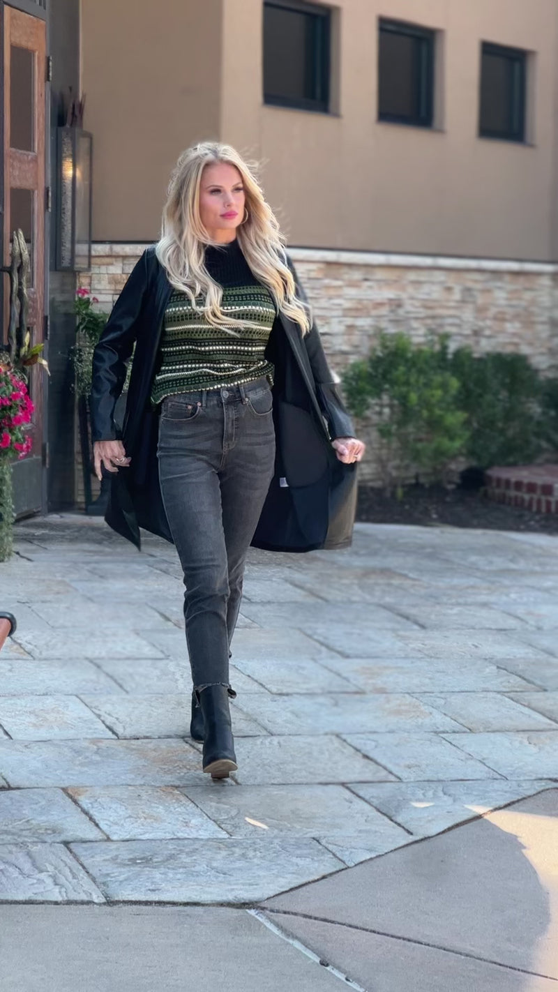 Always Ahead Faux Leather Long Jacket : Black