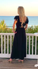 Tribal Delvina Maxi Dress w/ Front Detail : Black