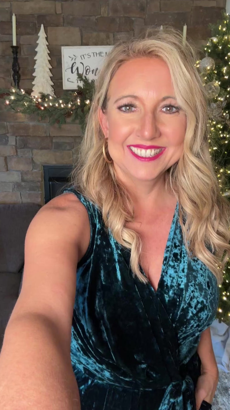 Bristol Velvet Sleeveless Jumpsuit : Emerald