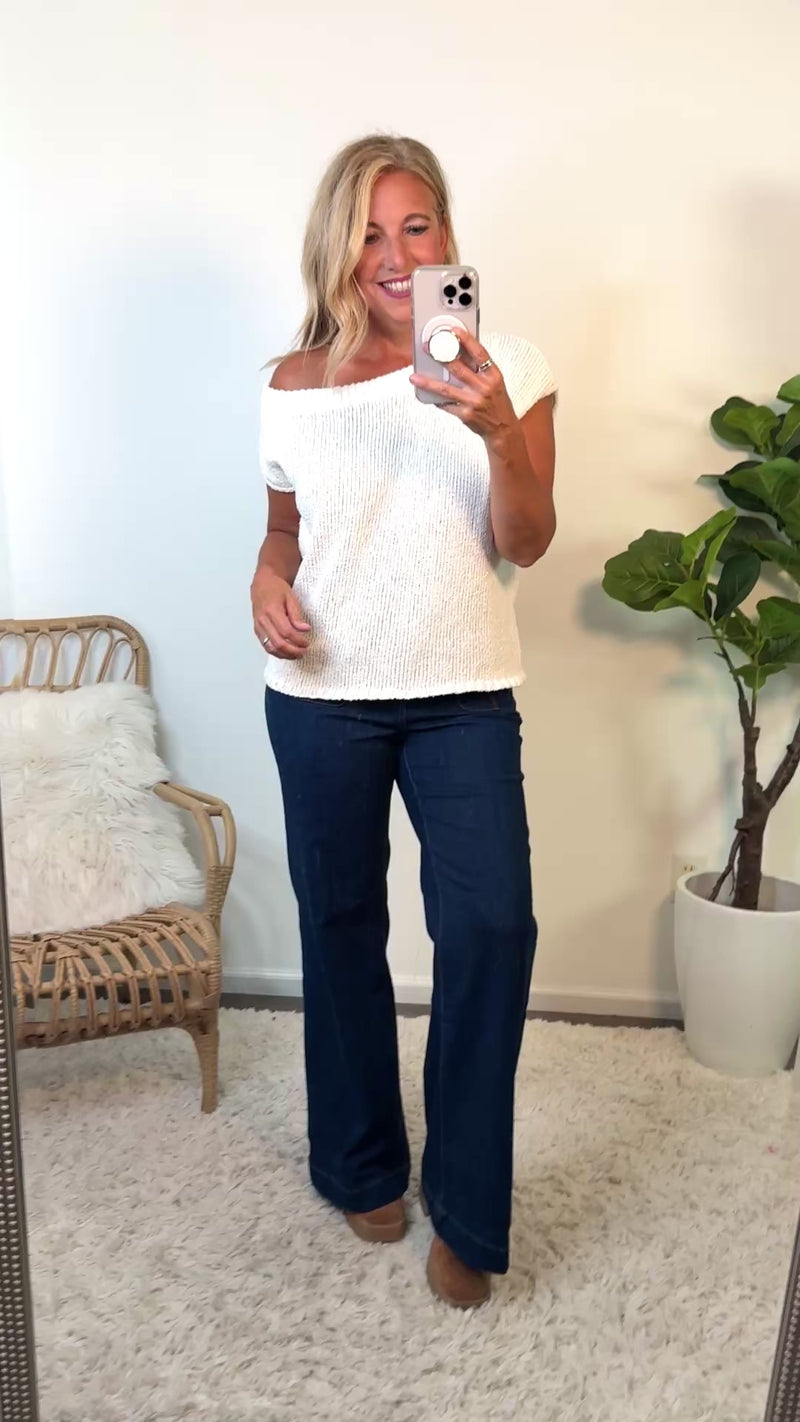 Carazon One Shoulder Sweater Top : Off White