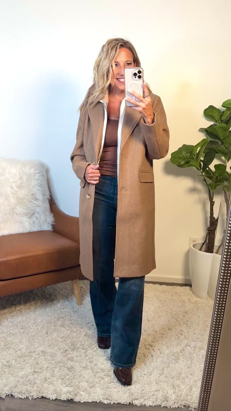 Tribal Sylvie Trench Coat w/ Hoodie : Biscotti
