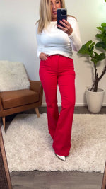 Judy Blue Maive Tummy Control Flare Jeans : Red