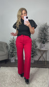 Speak Now Pocket Detail Flare Pants : Red