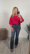 Toni Beaded Sleeve Blouse : Red