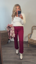 Liverpool Hannah Crop Flare Jeans : Red Velvet