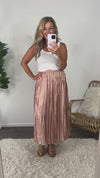 State Of Chic Metallic Satin Skirt : Rose