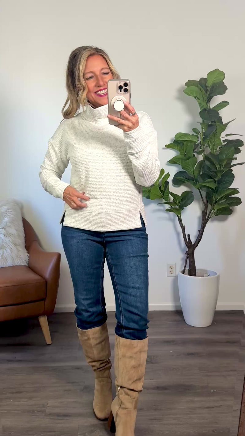 Tribal Trillian Funnel Neck Top : Grey