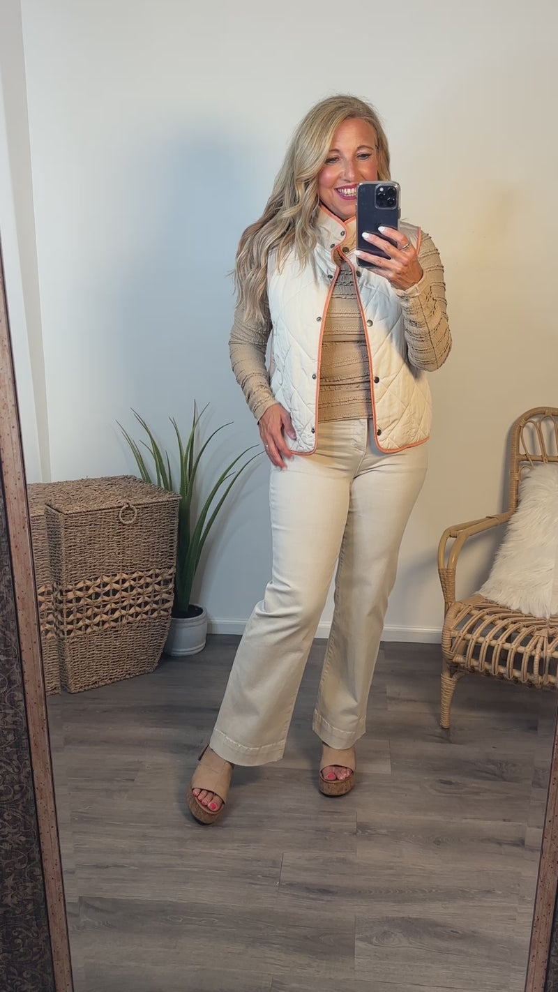 Giselle Color Block Padded Vest : Ivory