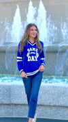 Game On Varsity Sweater Top : Blue