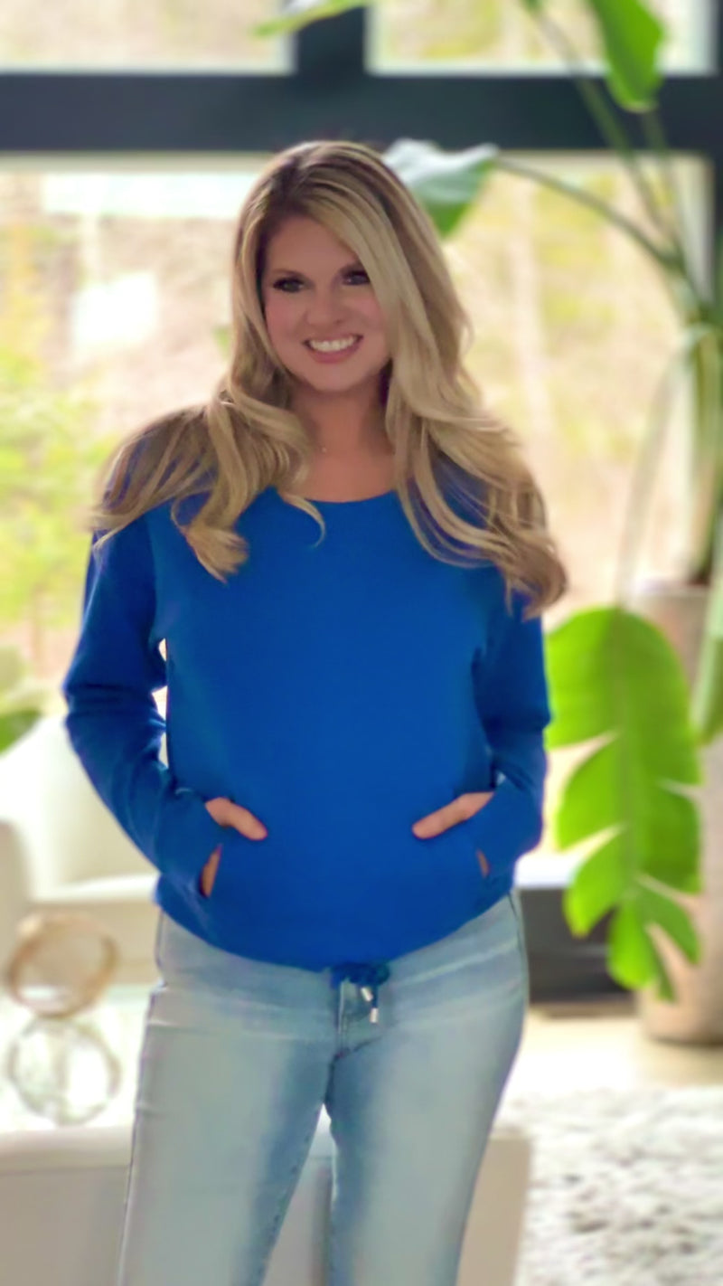 Tribal Tammy Crew Neck Sweatshirt : Cobalt