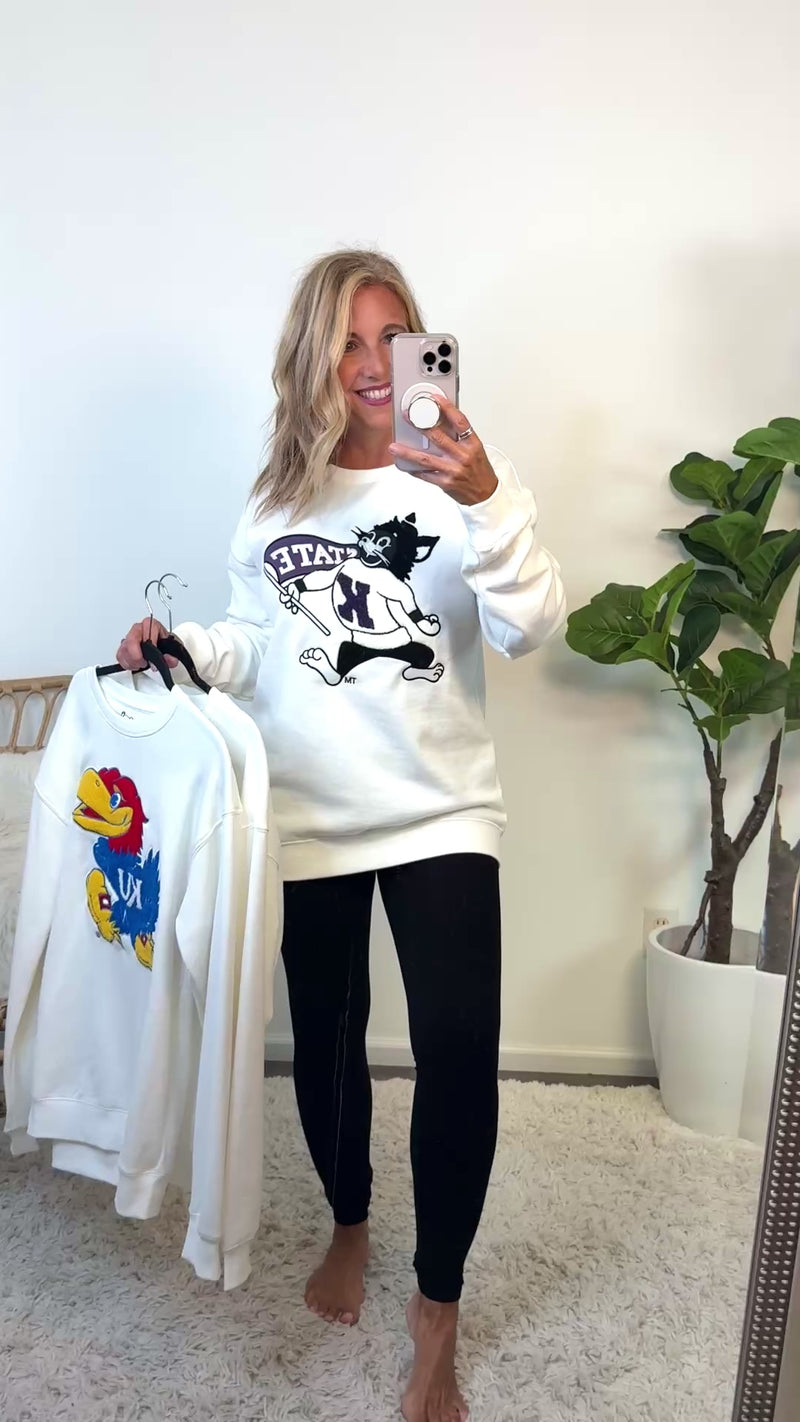 K-State Mascot Chenille Sweater : White
