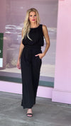 Date Night Feels Smocked Waist Tank/Pant Set : Black