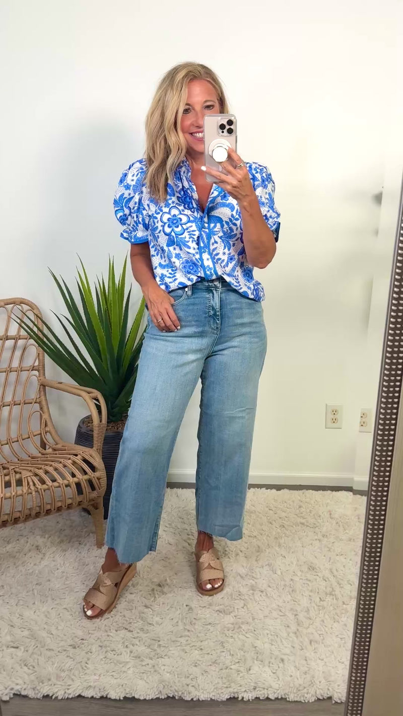 Celeste Floral Print Blouse : Blue